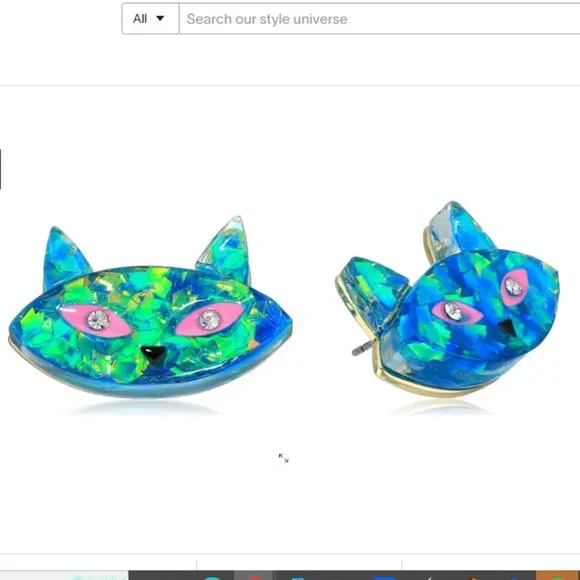 Betsey Johnson GRANNY CHIC CAT EARRINGS - Picture 2 of 6